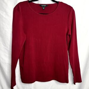 Lauren Ralph Lauren Womens Size XL Red Long Sleeve Crew Neck T-Shirt